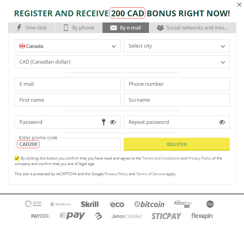 Signup Form Canada