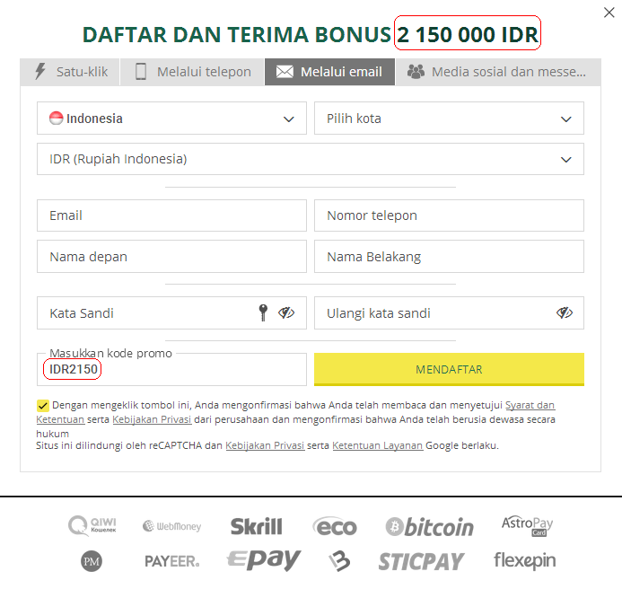 Formulir pendaftaran Indonesia