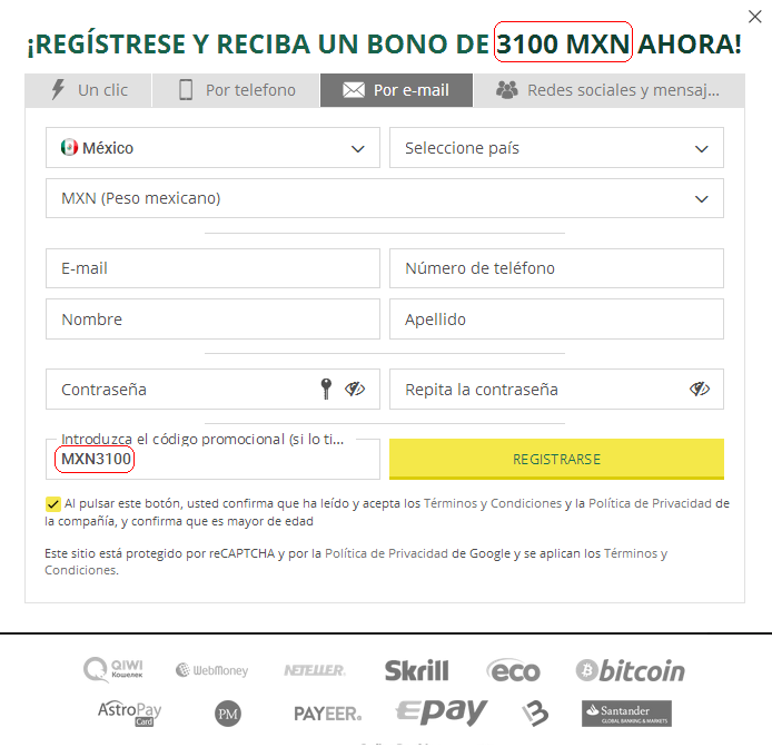 Formularios de inscripción Mexico